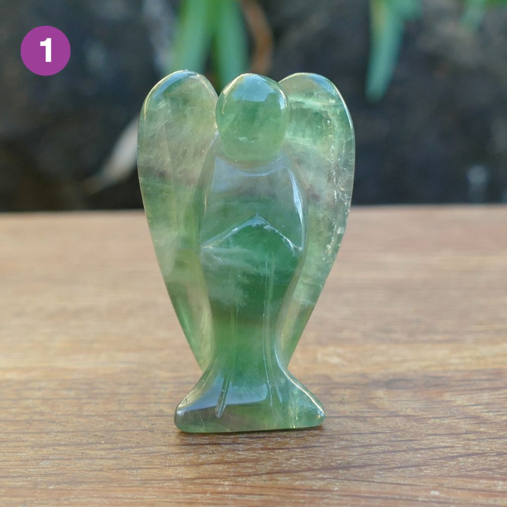 Fluorite Angels Natural Crystal Healing Stone Figurine and Pocket Guardian