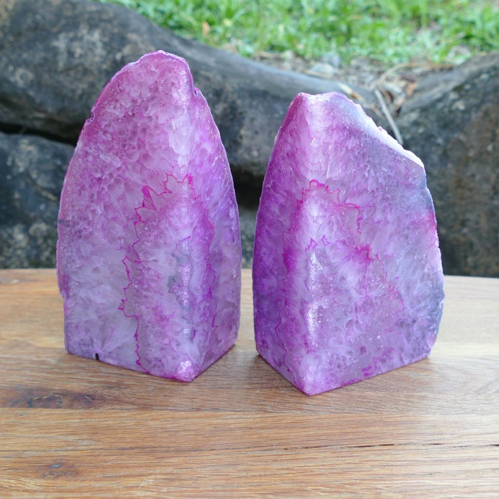 Pink Agate bookends