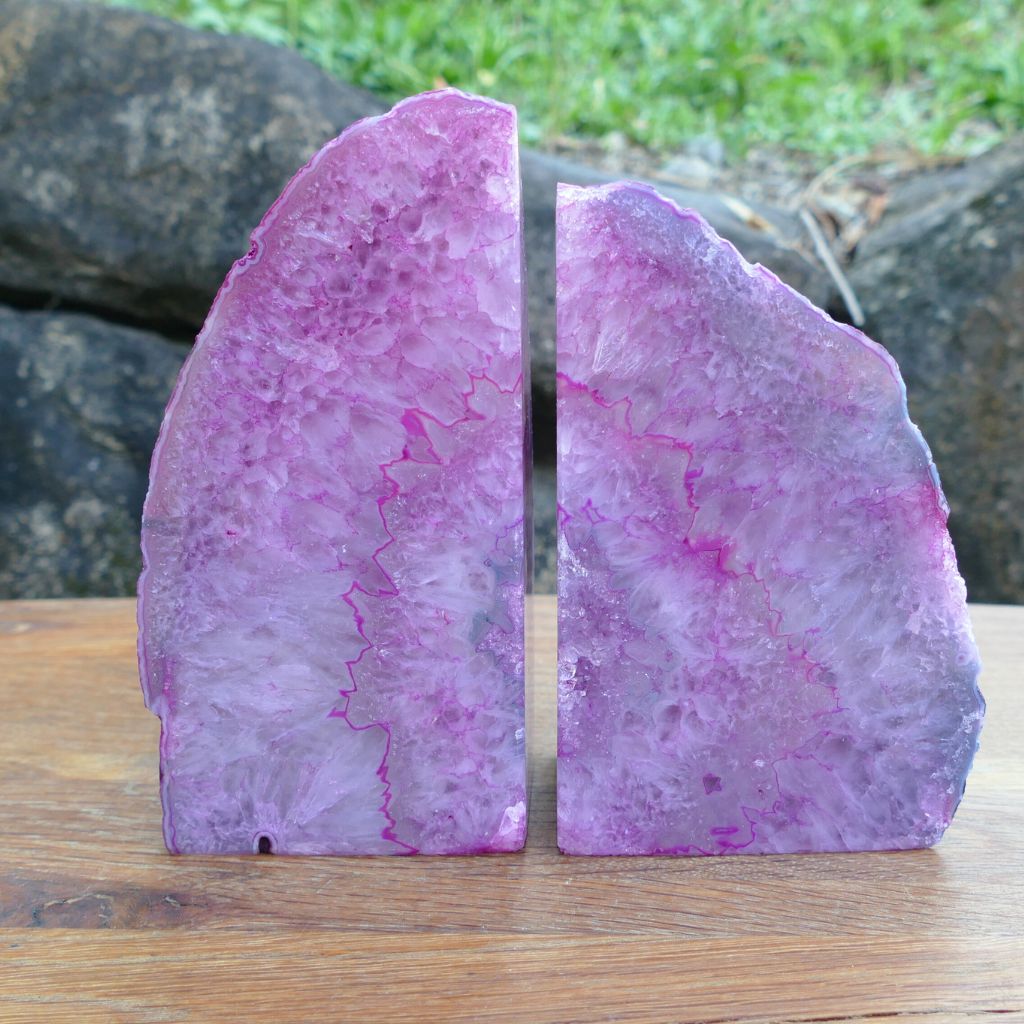 Pink Agate bookends