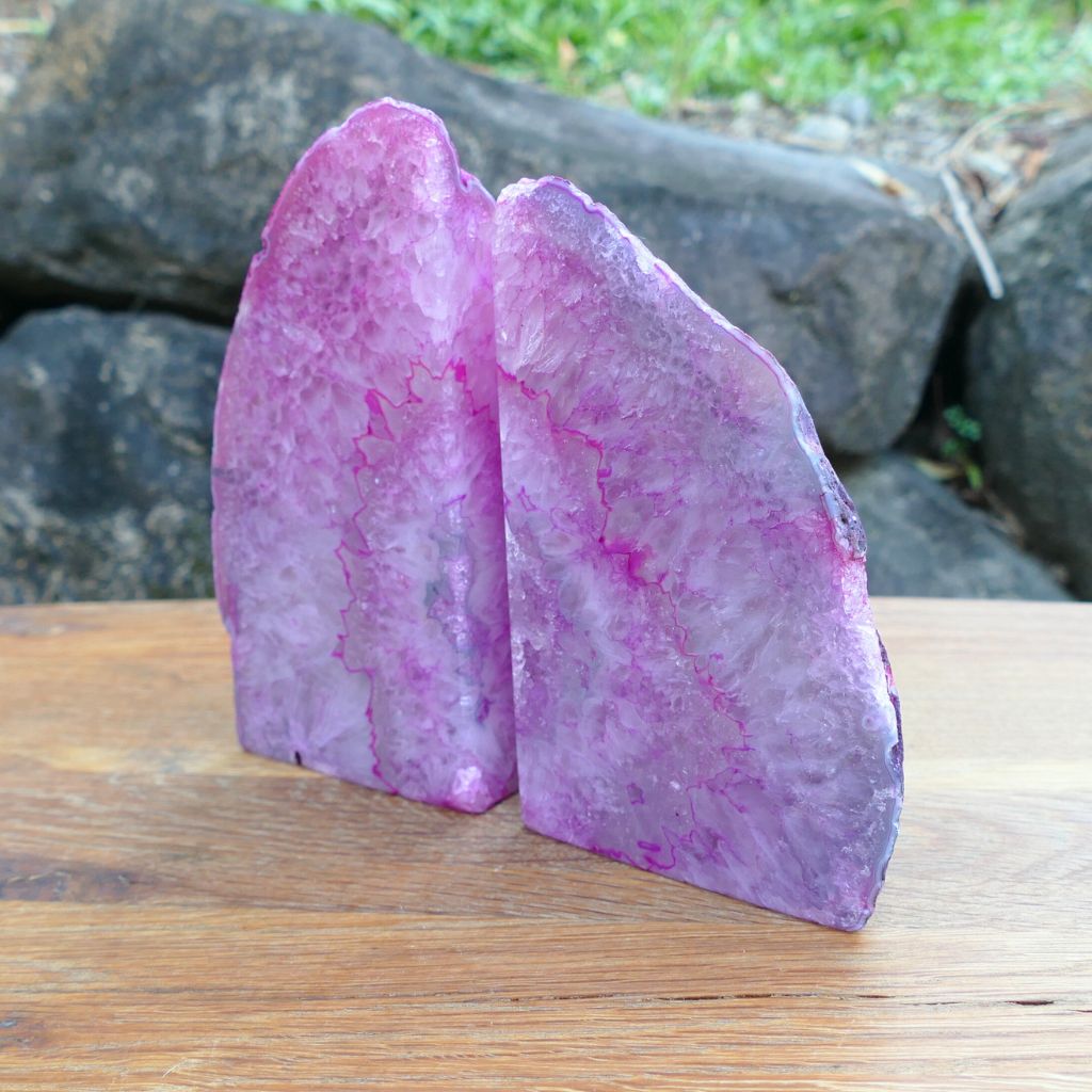 Pink Agate bookends