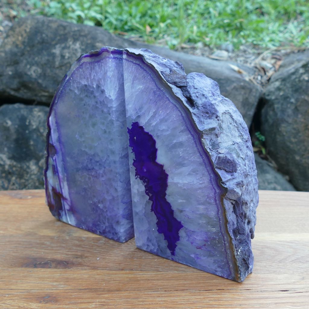 purple agate bookends
