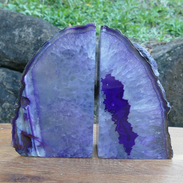 purple agate bookends