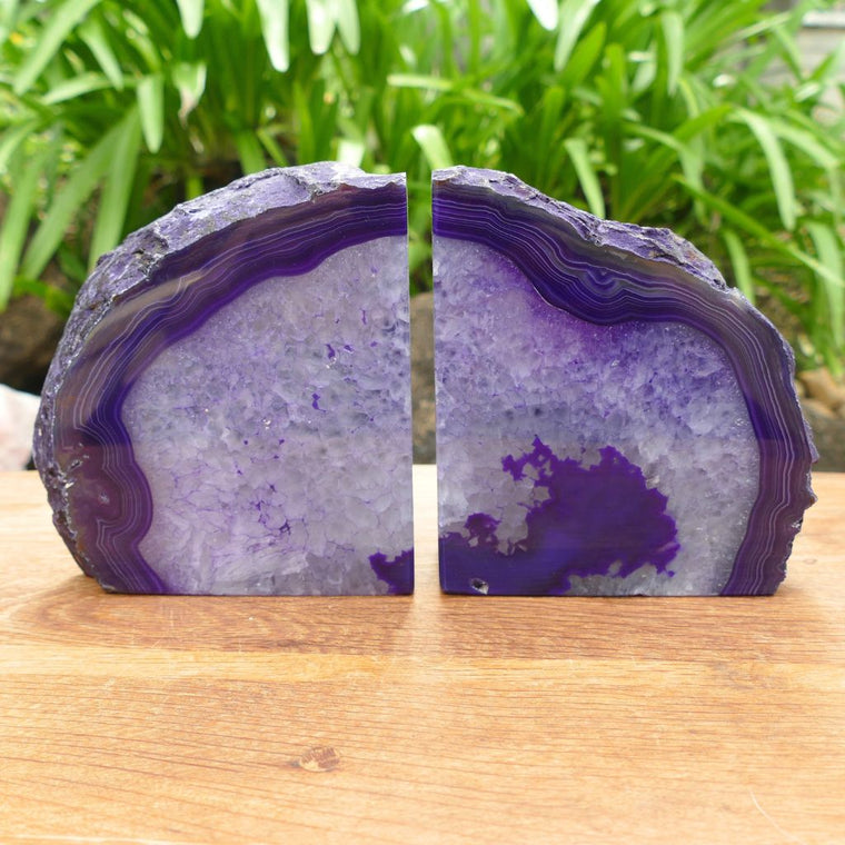 Purple Agate Bookends: Nature's Answer to Stylish and Sturdy Book Display