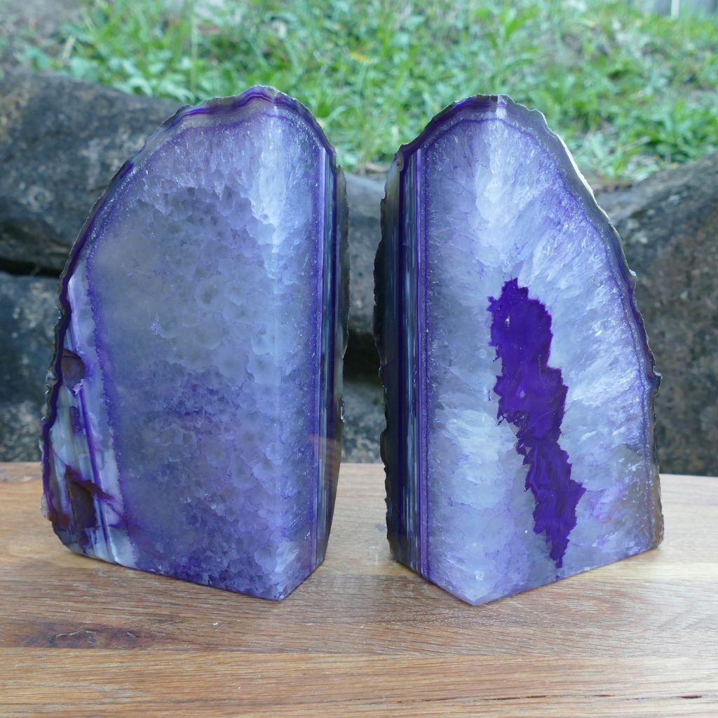 purple agate bookends