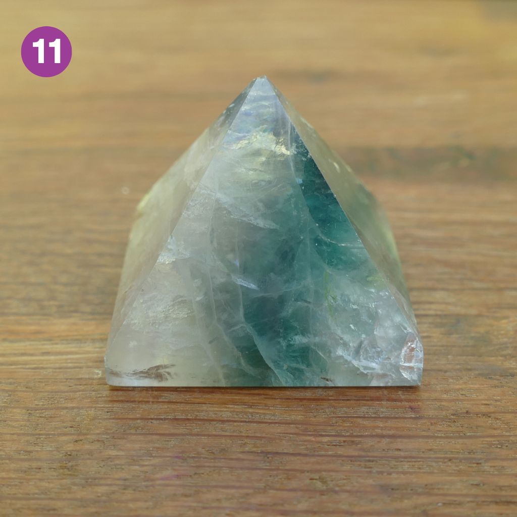 Fluorite Crystal Pyramids with Purple and Greens