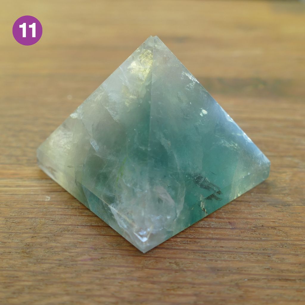 Fluorite Crystal Pyramids with Purple and Greens