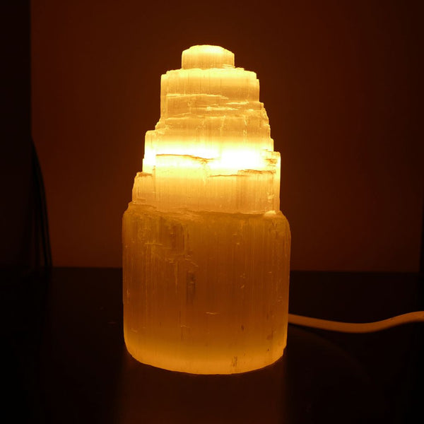 Selenite Tower Lamp - 15cm | Calming Crystal Light