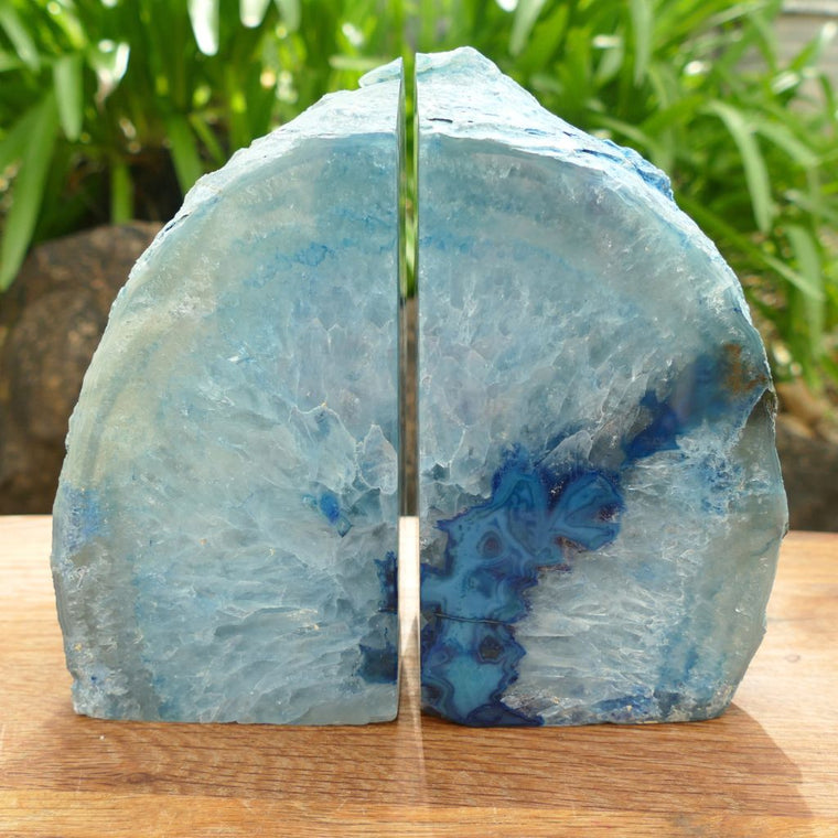 Blue Agate Bookends – 3.96kg Pair - Polished Agate Bookends for Home Decor