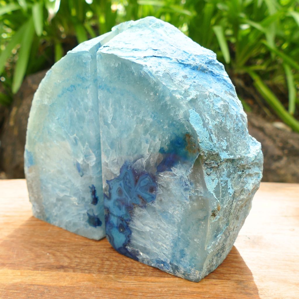 Blue Agate Bookends – 3.96kg Pair - Polished Agate Bookends for Home Decor