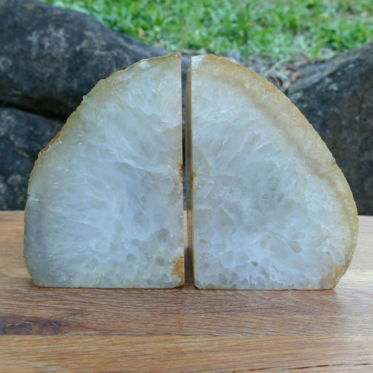 natural agate bookends