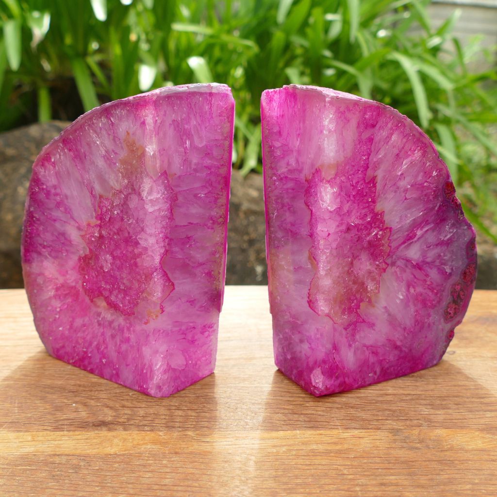 Pair of Agate Bookends in Pink - Decorative Bookends for Your Home