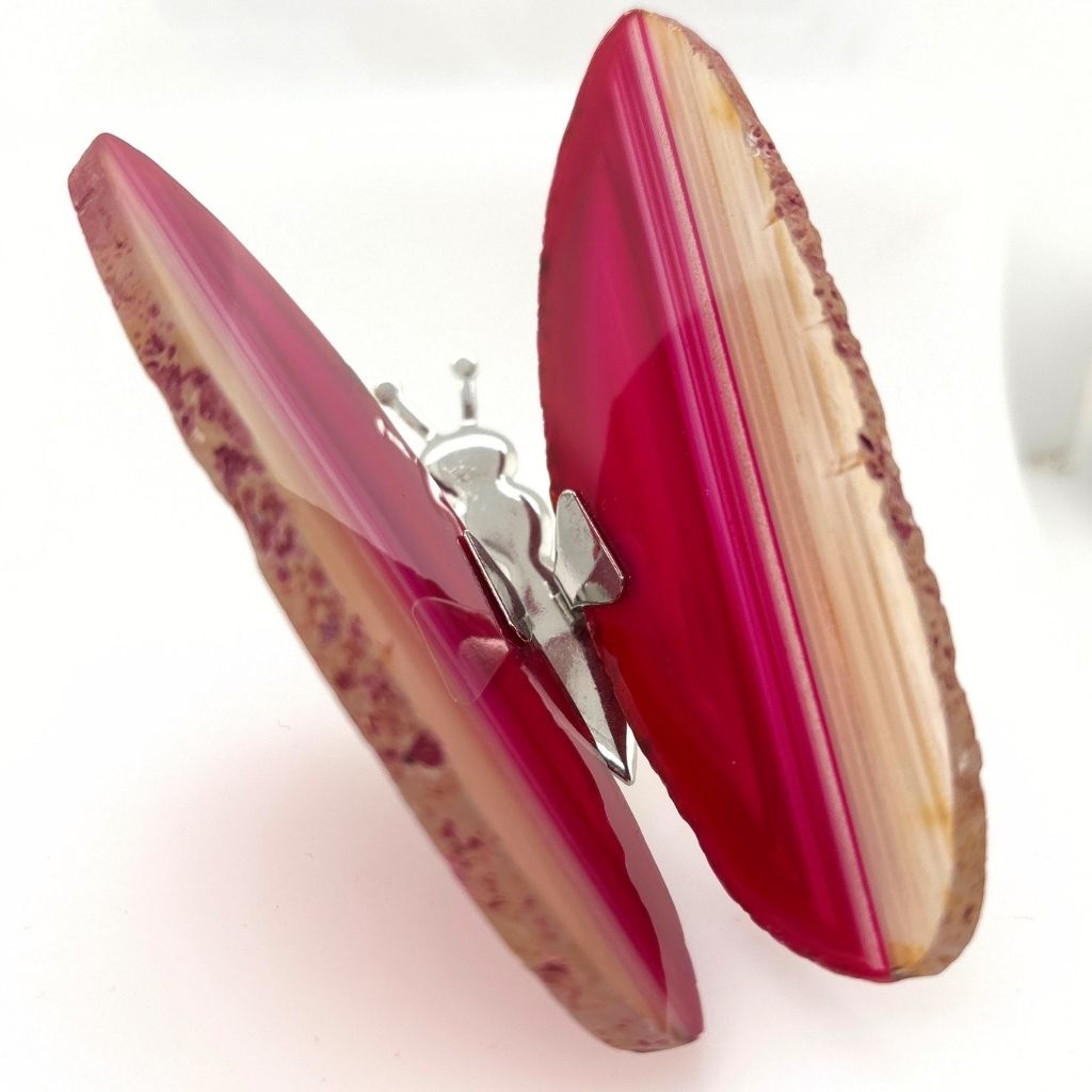 Agate Butterfly Pink Agate Slice | Earth Inspired Gifts