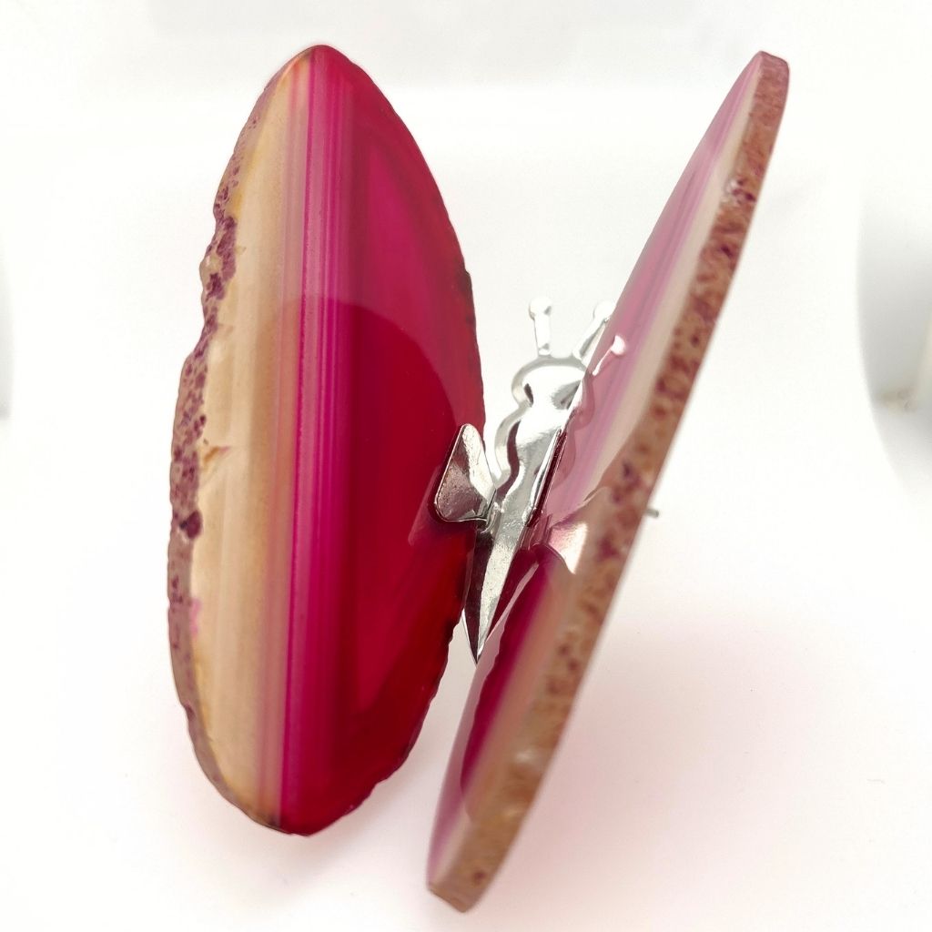 Agate Butterfly Pink Agate Slice | Earth Inspired Gifts