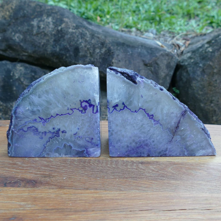 purple agate bookends