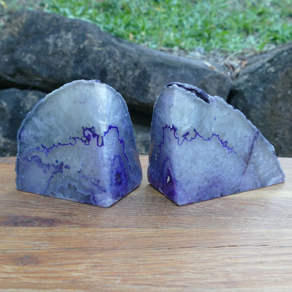 purple agate bookends