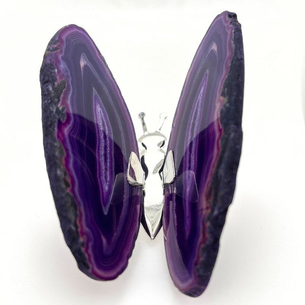 Pretty Purple Agate Butterfly Crystal Butterfly Sculpture, Artisan Home Decor
