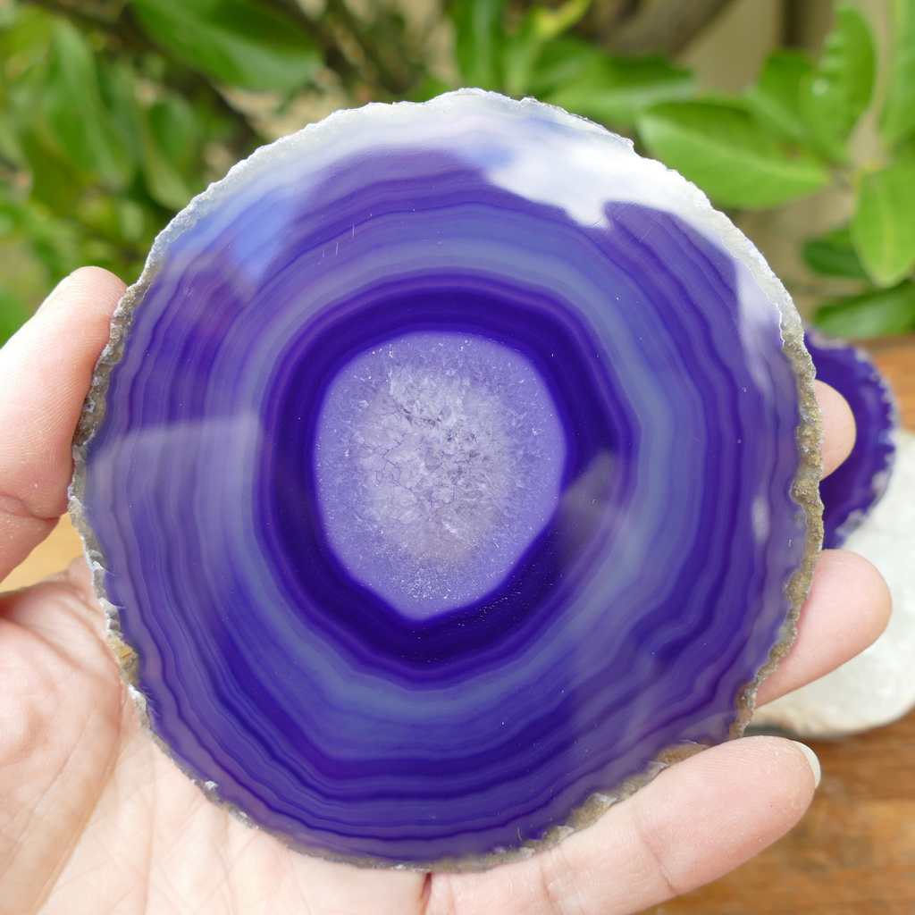 Purple Agate Coasters Set of 3 Dyed Set for Drinks Gemstone Drinkware Agate Slices