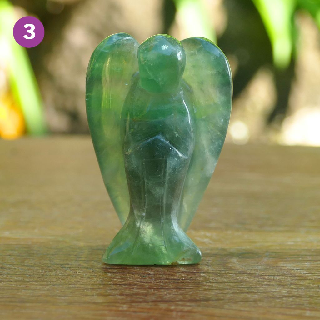 Fluorite Angels Natural Crystal Healing Stone Figurine and Pocket Guardian