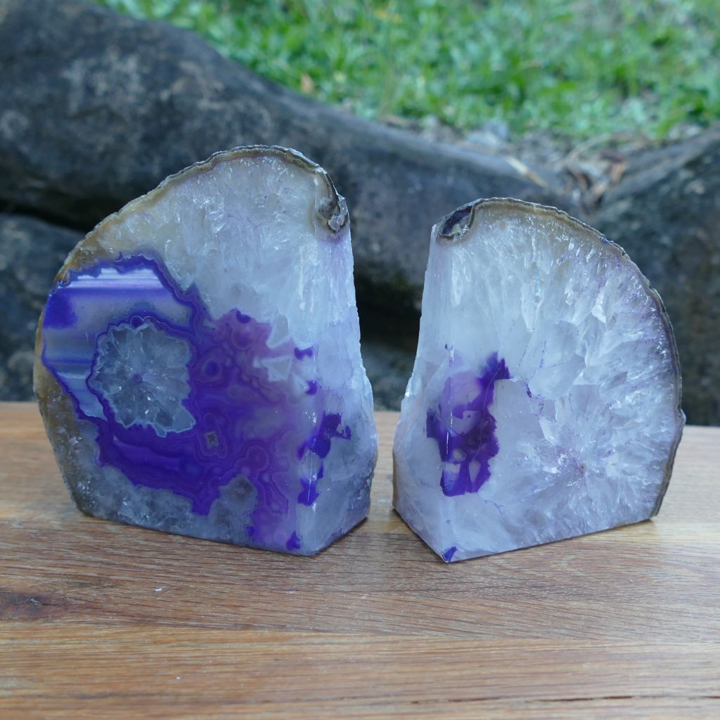 Purple agate bookends