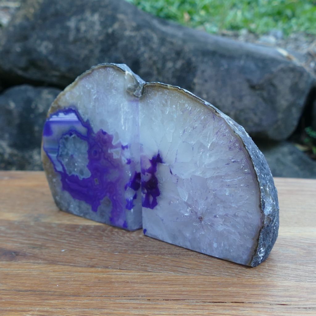 Purple agate bookends