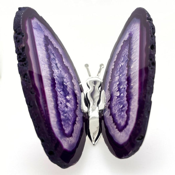 Purple Agate Butterfly Crystal Decor - 7cm Handmade Agate Ornament for Healing and Gifts