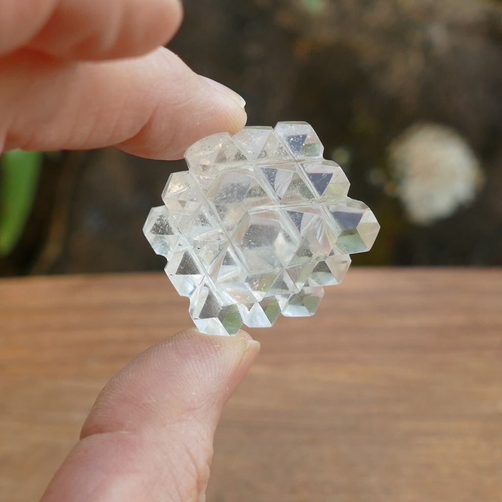 Clear Quartz 54 Pyramid Energy Cube | Sacred Geometry Crystal