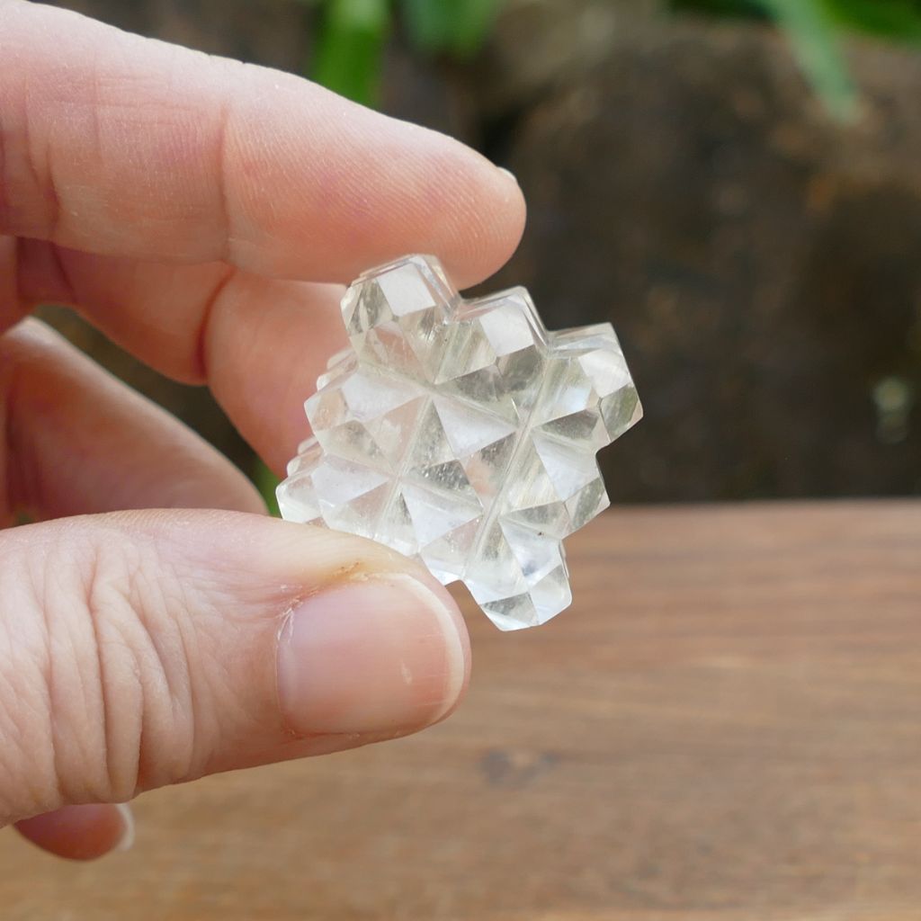 Clear Quartz 54 Pyramid Energy Cube | Sacred Geometry Crystal