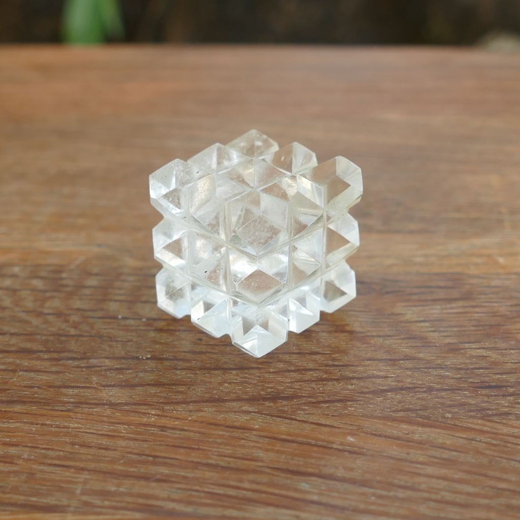 Clear Quartz 54 Pyramid Energy Cube | Sacred Geometry Crystal