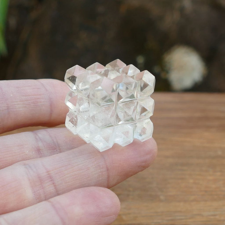 Clear Quartz 54 Pyramid Energy Cube | Sacred Geometry Crystal