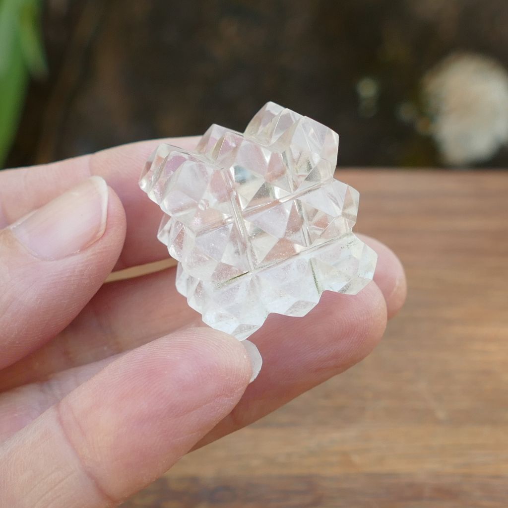 Clear Quartz 54 Pyramid Energy Cube | Sacred Geometry Crystal