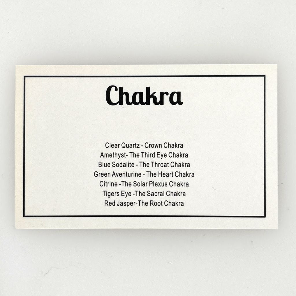 7 Chakra Adjustable Crystal Bracelet with genuine crystal beads and chakra information card