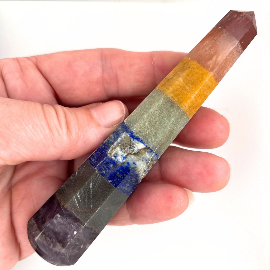 7 Chakra crystal massage wand with seven bonded gemstones – 120mm
