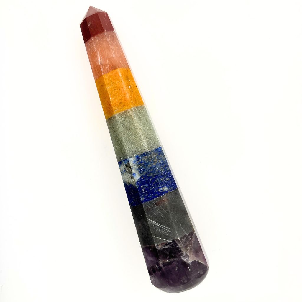 7 Chakra crystal massage wand with seven bonded gemstones – 120mm