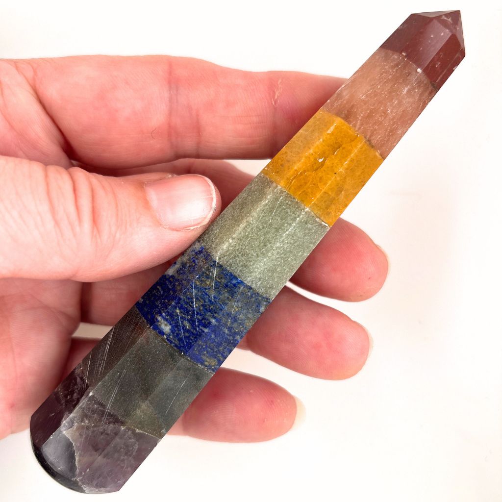 7 Chakra crystal massage wand with seven bonded gemstones – 120mm