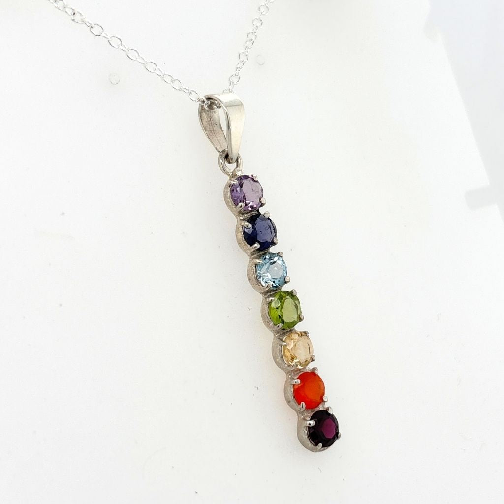 Chakra Pendant Sterling Silver Australia | 7 Chakra Crystal Necklace