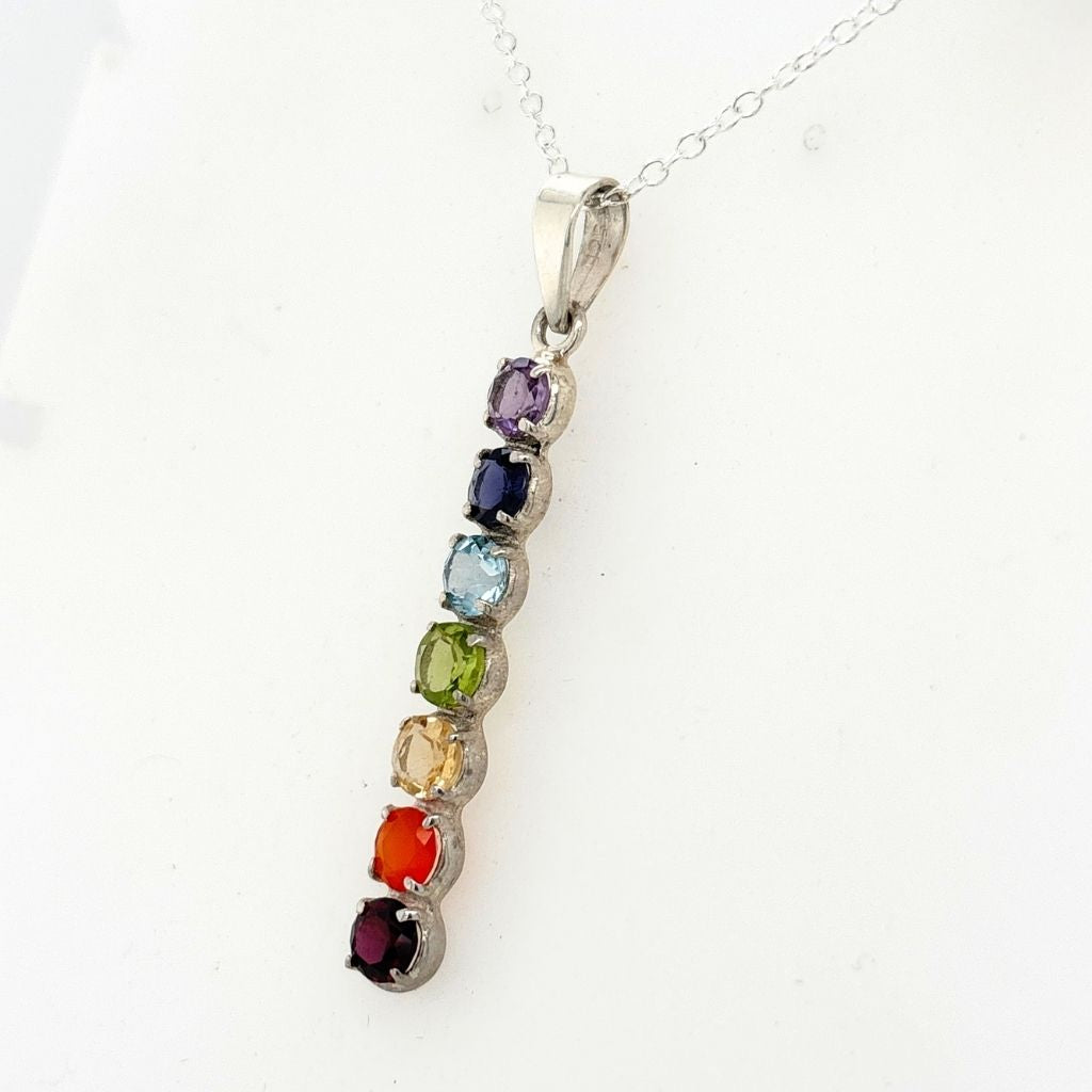 Chakra Pendant Sterling Silver Australia | 7 Chakra Crystal Necklace