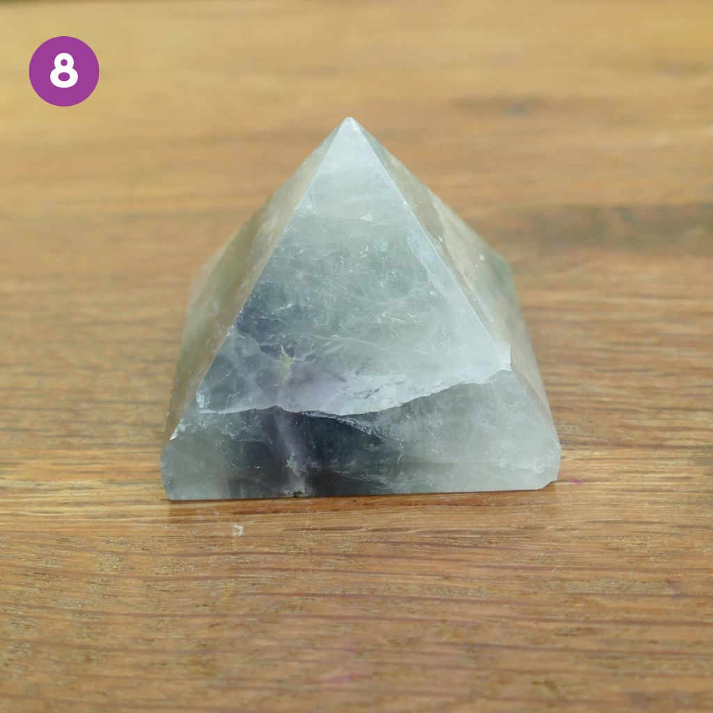 Fluorite Crystal Pyramids with Purple and Greens