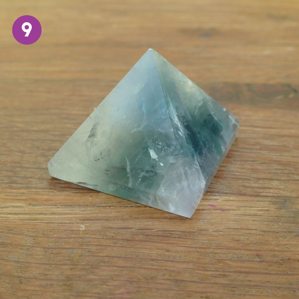Fluorite Crystal Pyramids with Purple and Greens