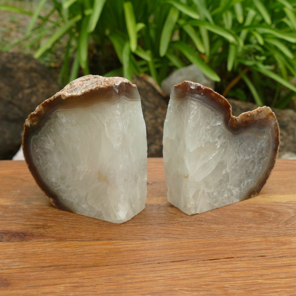 natural agate bookends