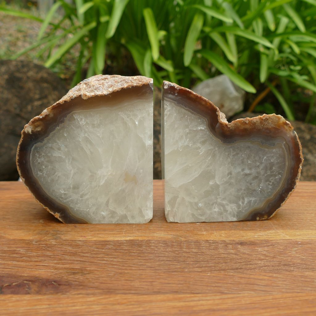 natural agate bookends