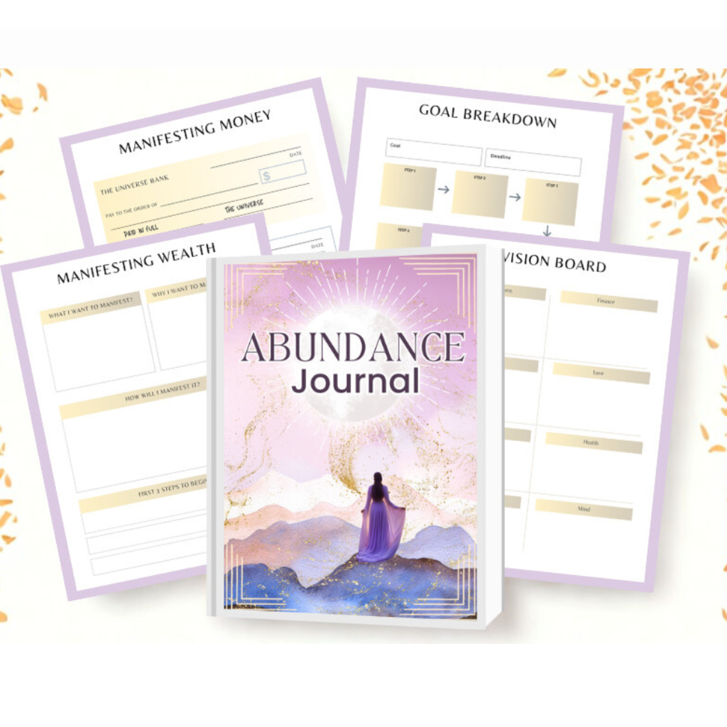 Abundance Journal cover – manifestation and gratitude journal for creating abundance and success