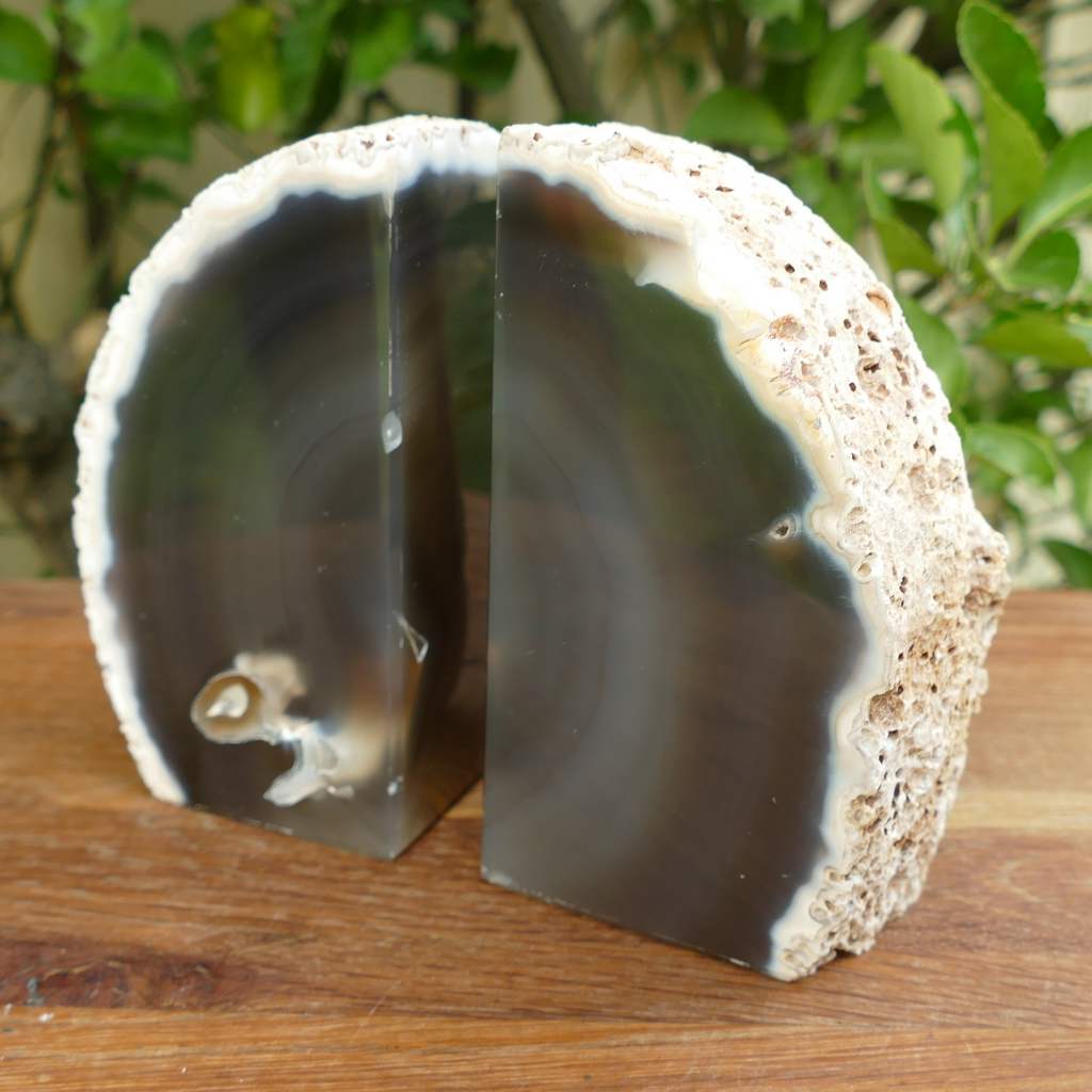 natural agate bookends
