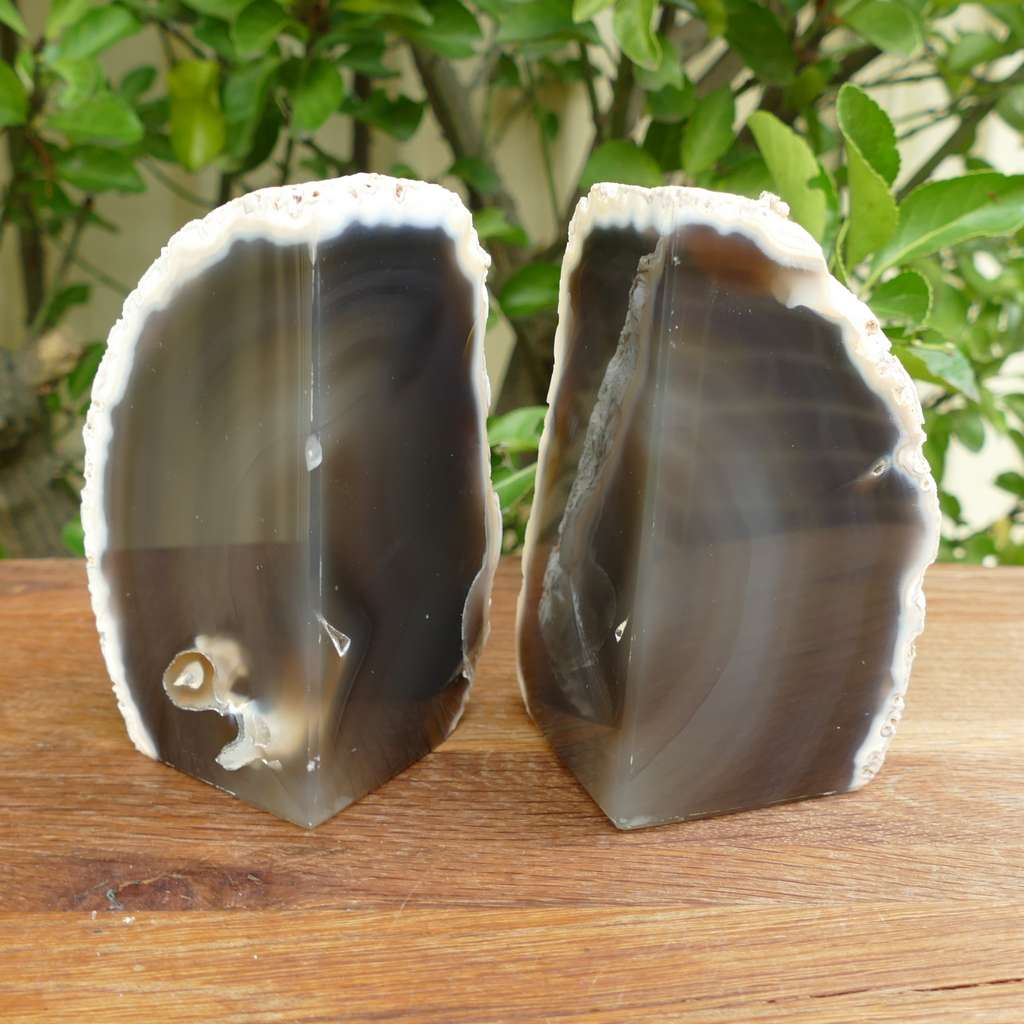 natural agate bookends