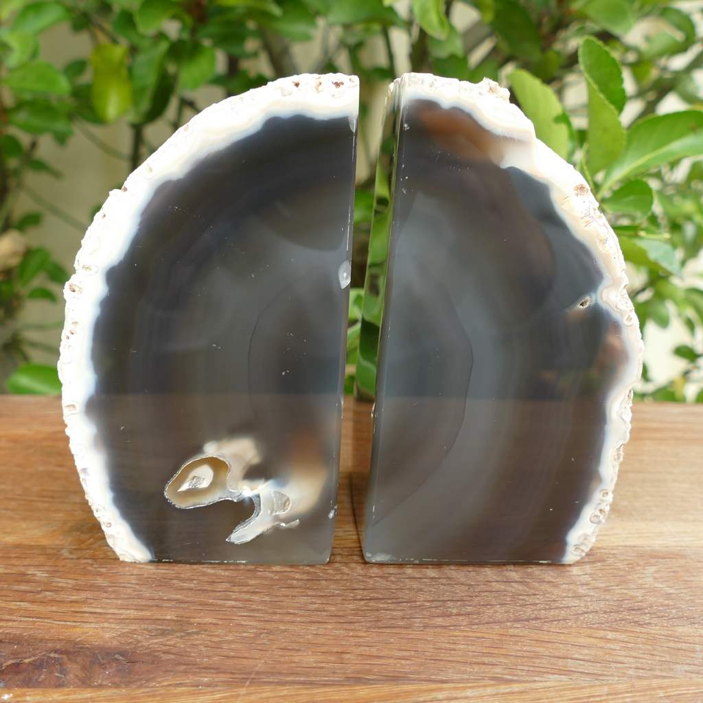 natural agate bookends