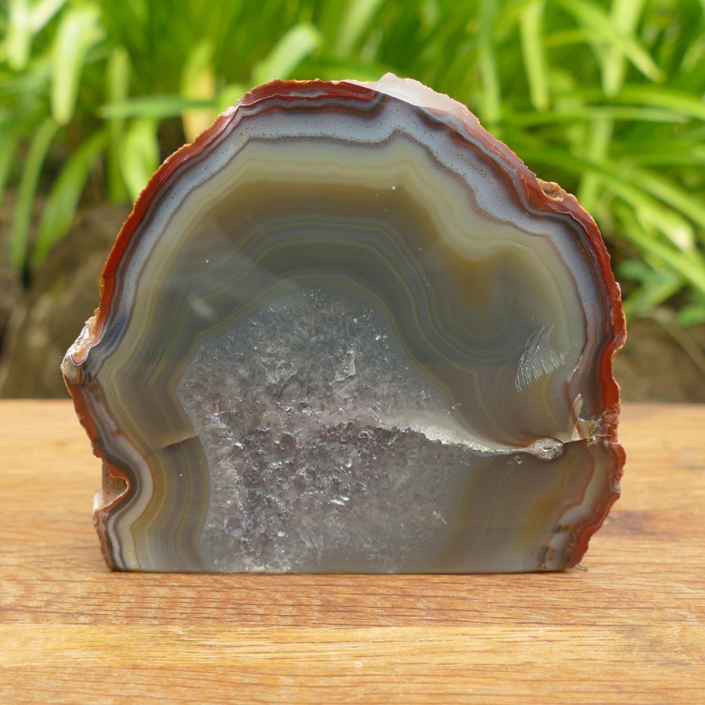 Agate Free Standing Slice with Druzy Centre