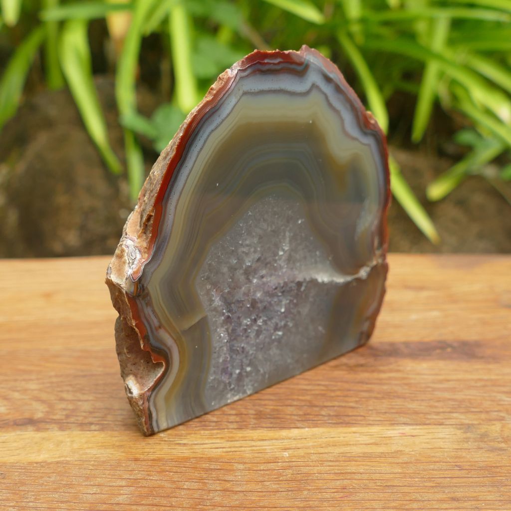 Agate Free Standing Slice with Druzy Centre