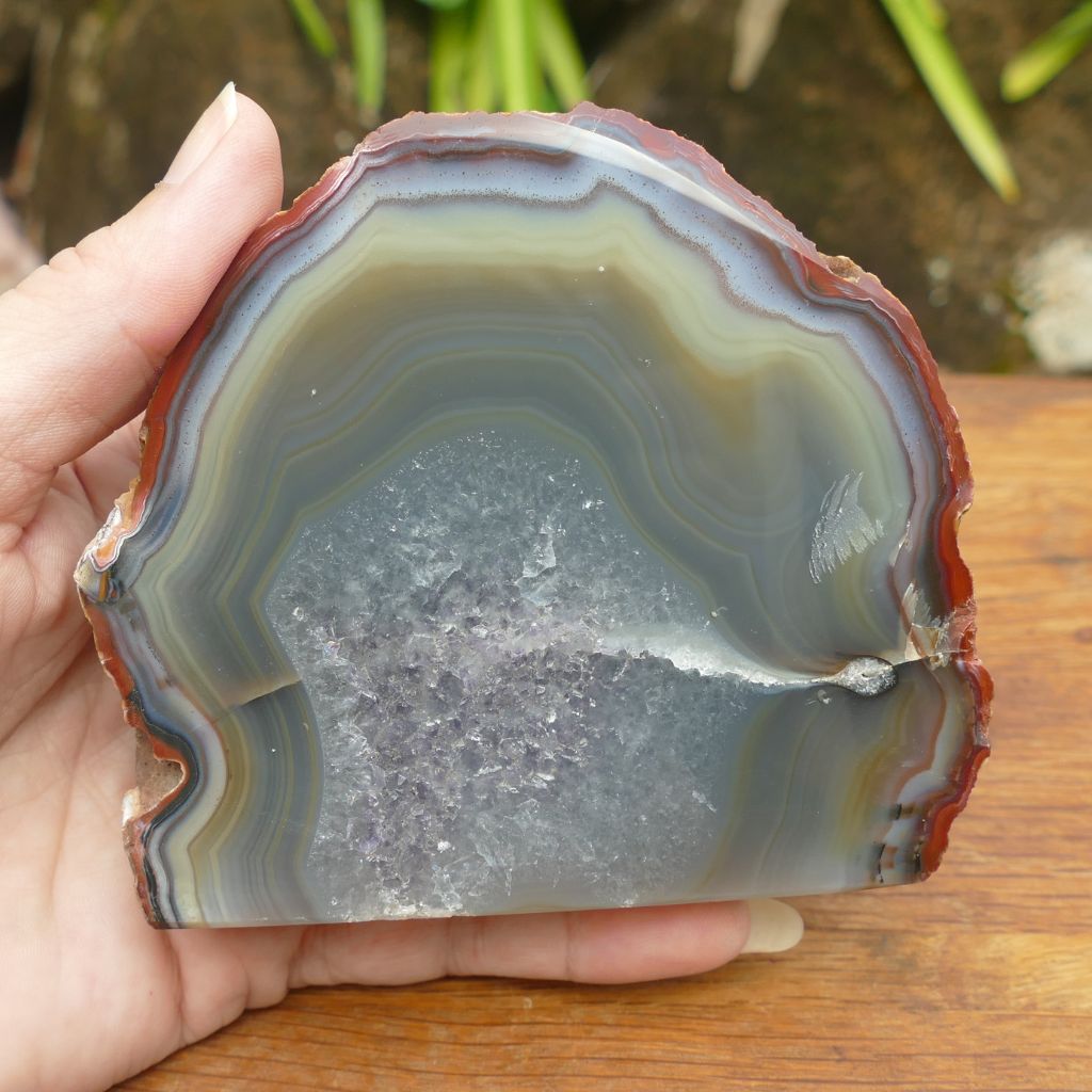 Agate Free Standing Slice with Druzy Centre
