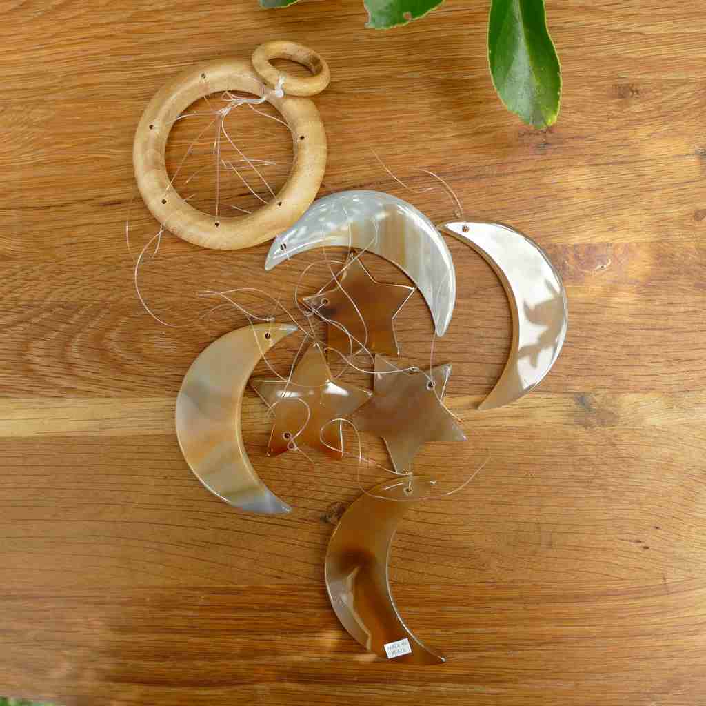 Agate Wind Chime - Brown Stars and Moons