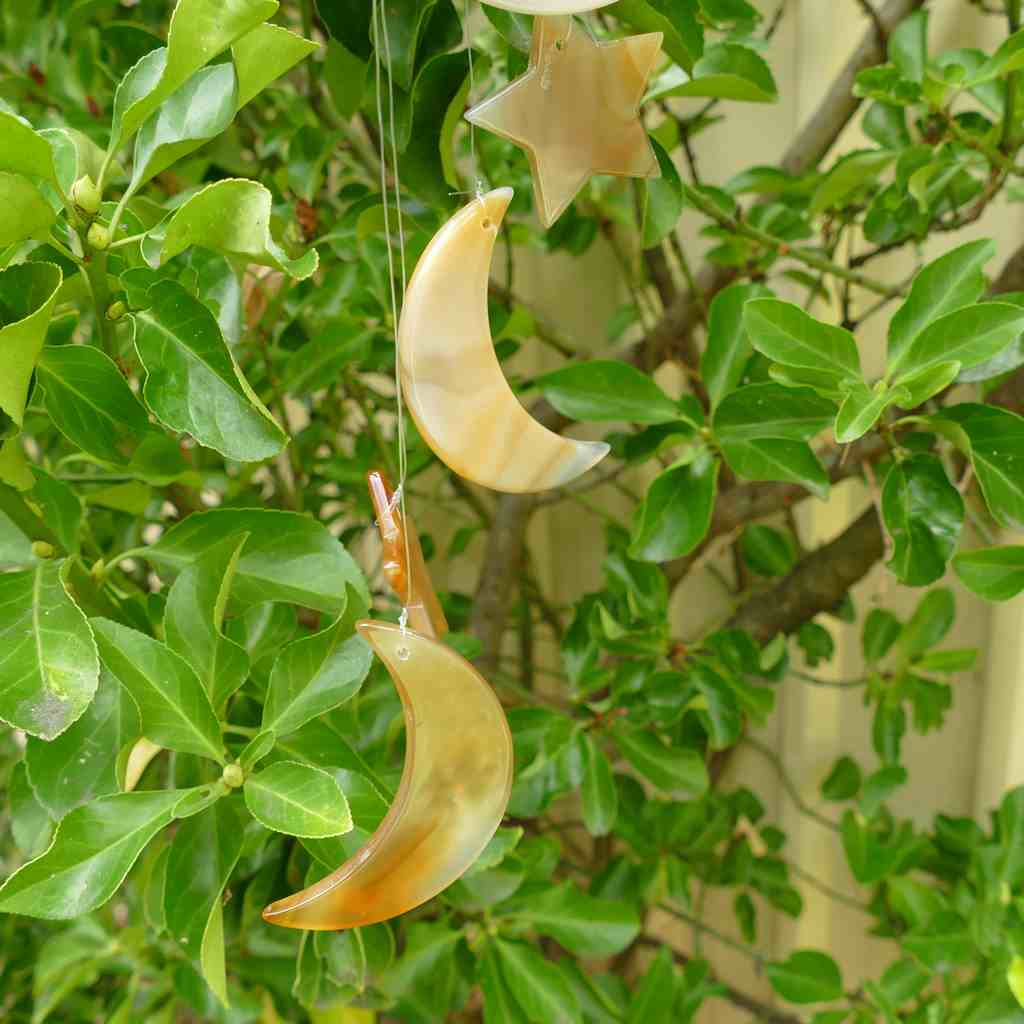 agate wind chime brown star moon