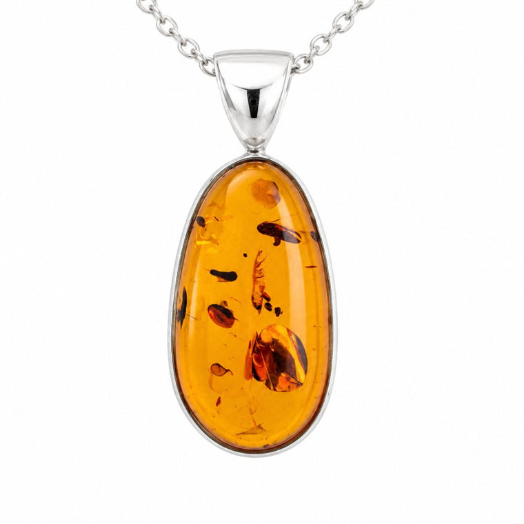 Baltic Amber Pendant Set in Sterling Silver